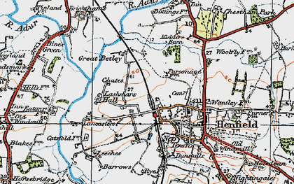 Old map of Wyckham Wood in 1920