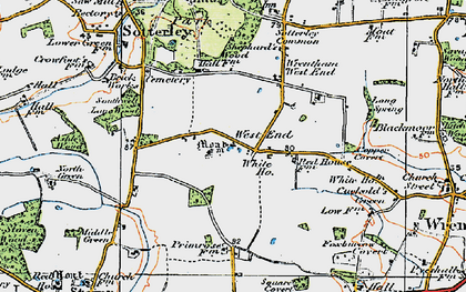 Old map of Wrentham West End in 1921