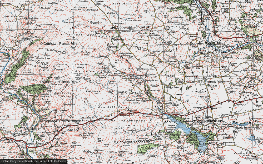 Old Map of Historic Map covering Brandrith Crags in 1925