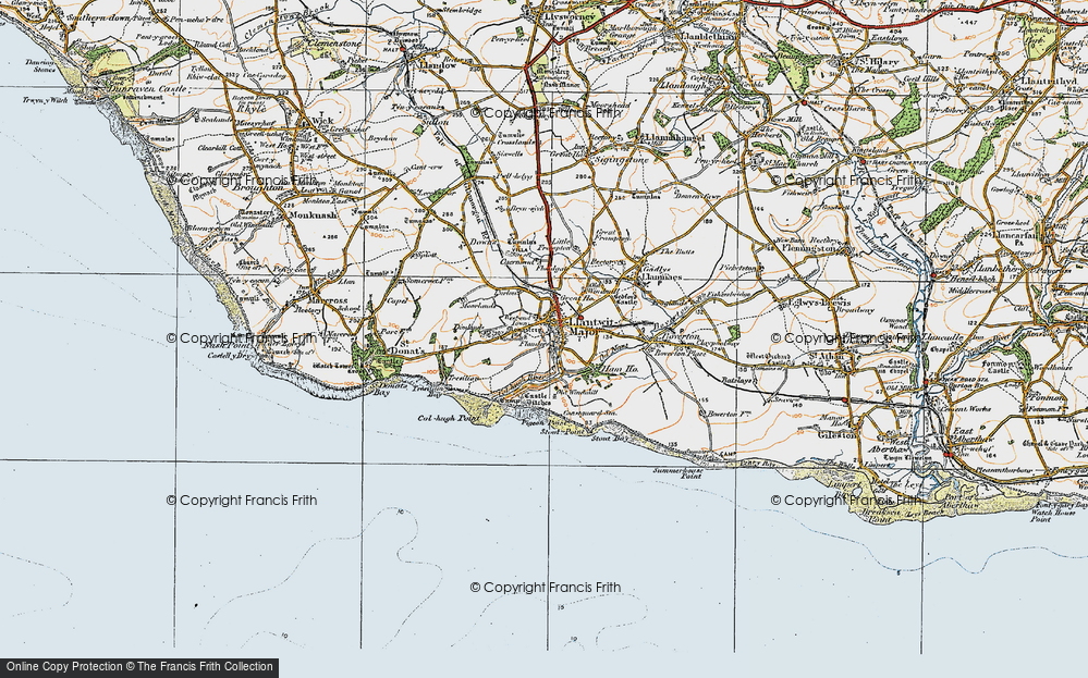 Old Map of Historic Map covering Afon Col'-huw in 1922