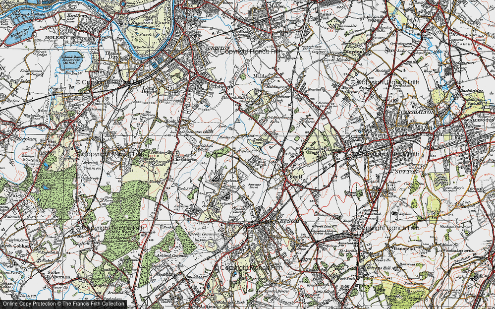 Old Map of West Ewell, 1920 in 1920