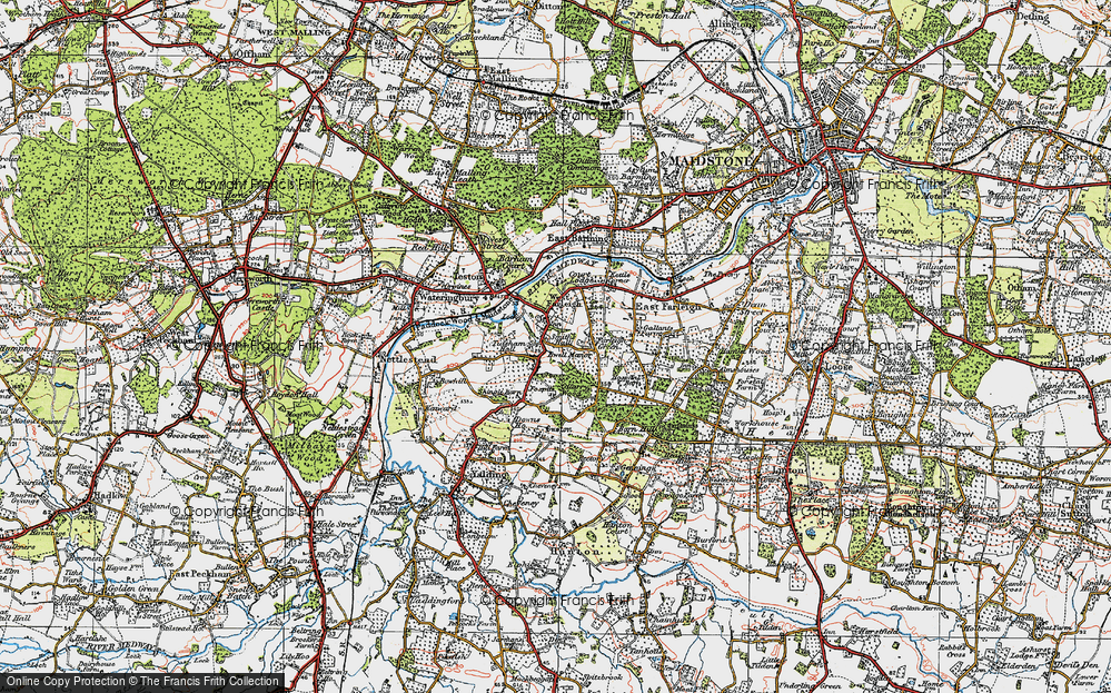 Old Map of West Farleigh, 1921 in 1921