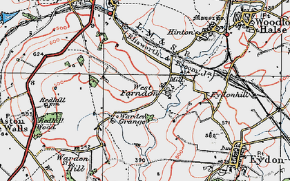 Old map of West Farndon in 1919