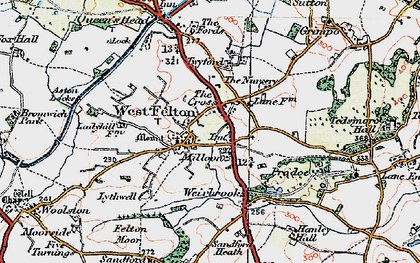 Old map of West Felton in 1921