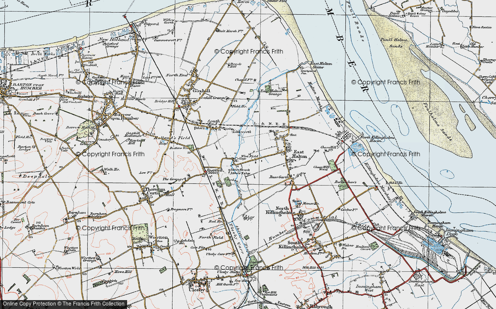 Old Map of Historic Map covering Thornton Abbey in 1924