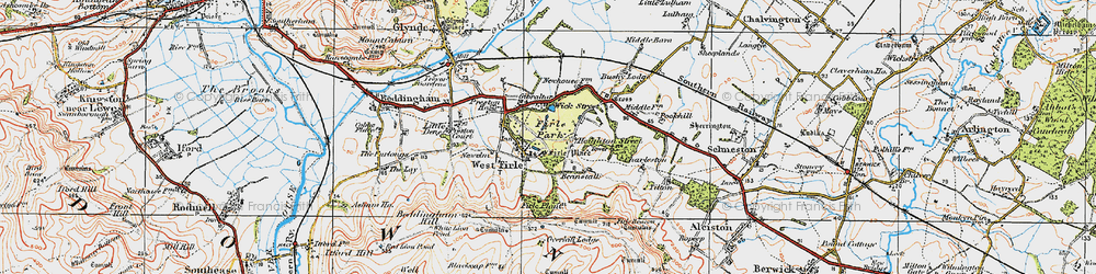 Old map of West Firle in 1920