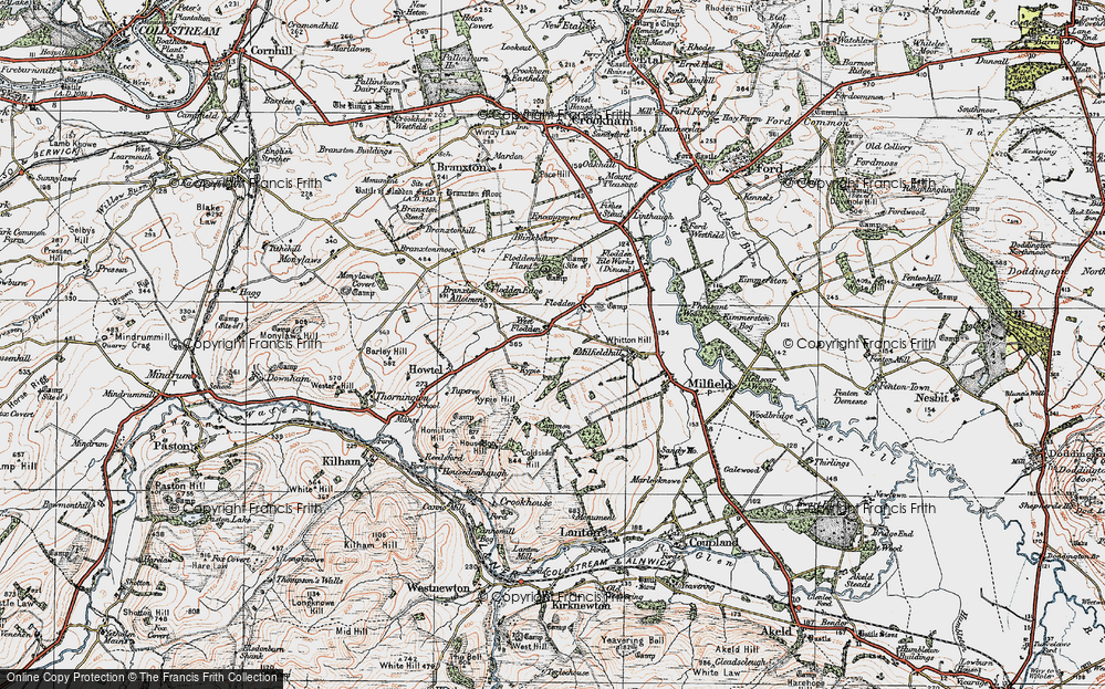 Old Map of Historic Map covering Whitton Hill in 1926