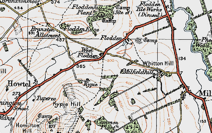 Old map of West Flodden in 1926