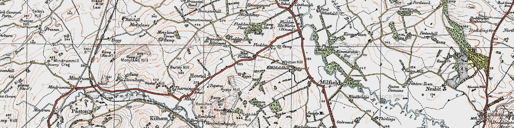 Old map of West Flodden in 1926