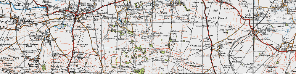 Old map of West Ginge in 1919