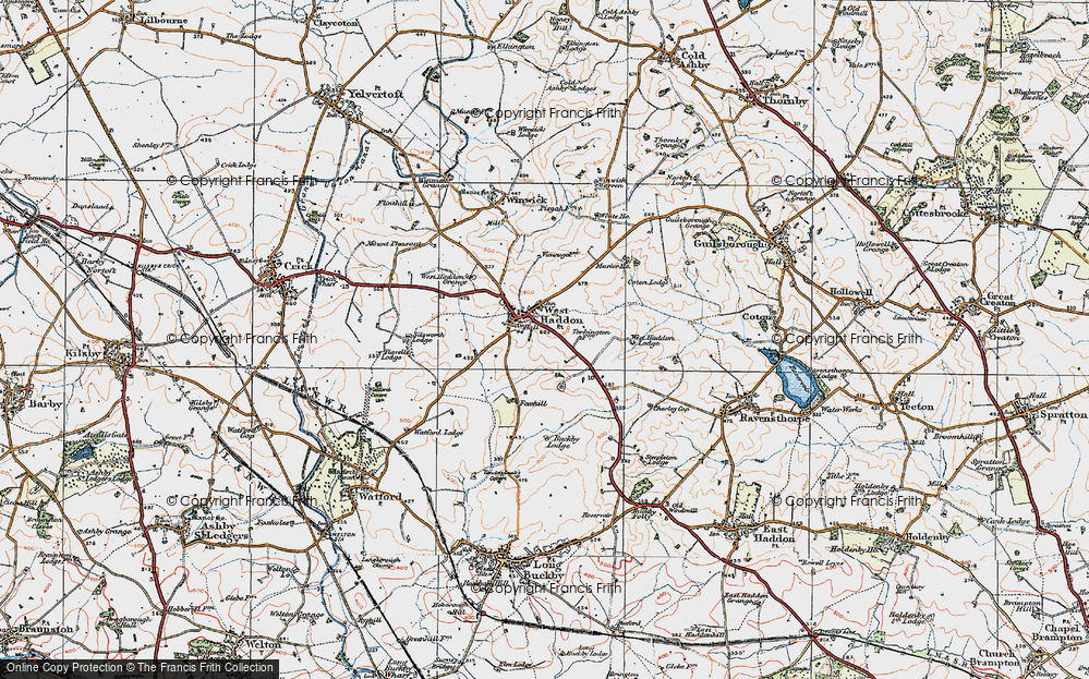 Old Map of Historic Map covering Buckby Lodge in 1919