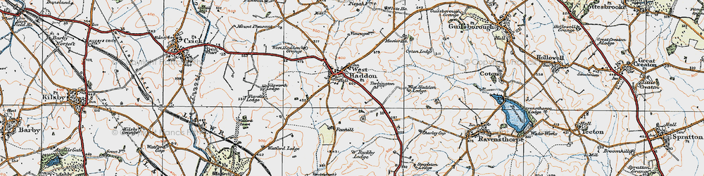 Old map of West Haddon in 1919