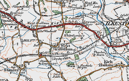 Old map of West Hallam in 1921