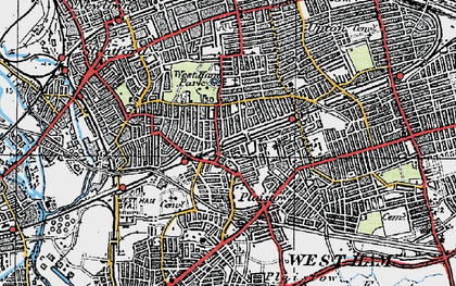 Old map of West Ham in 1920