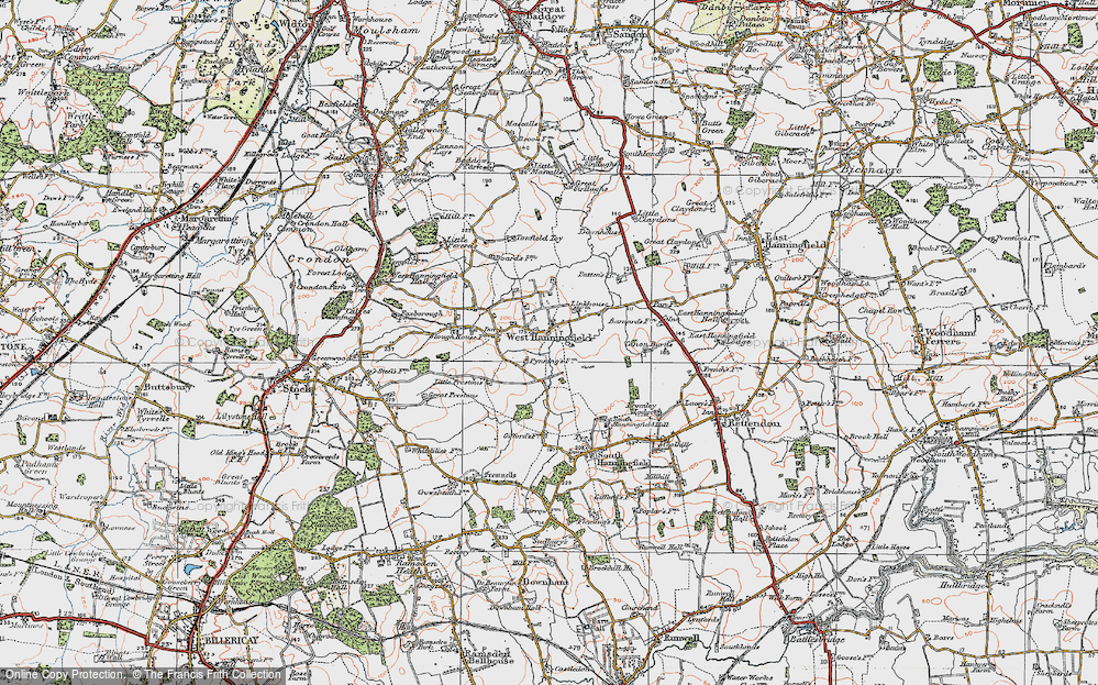 Old Map of West Hanningfield, 1921 in 1921