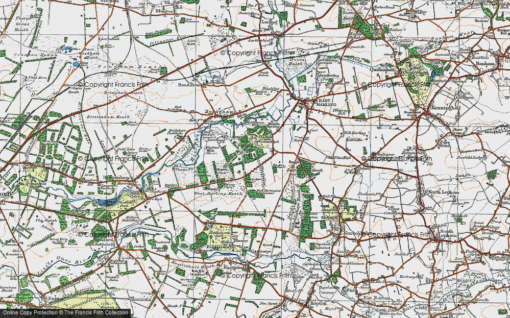 Old Map of West Harling, 1920 in 1920