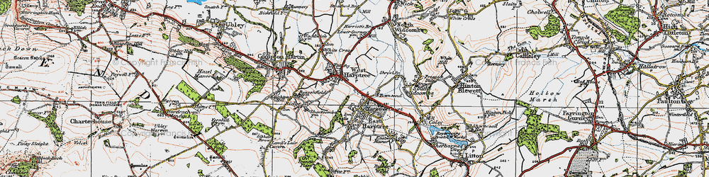 Old map of West Harptree in 1919