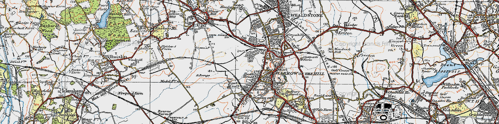Old map of West Harrow in 1920