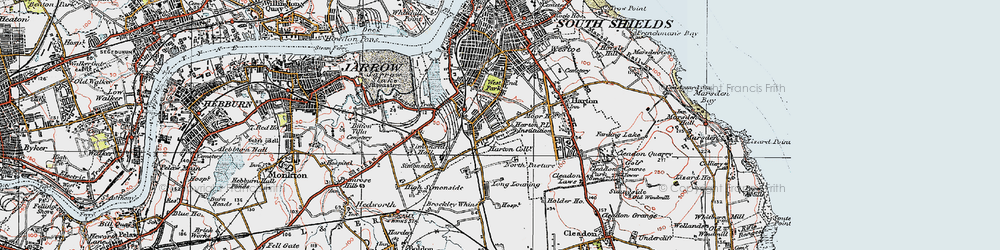 Old map of West Harton in 1925