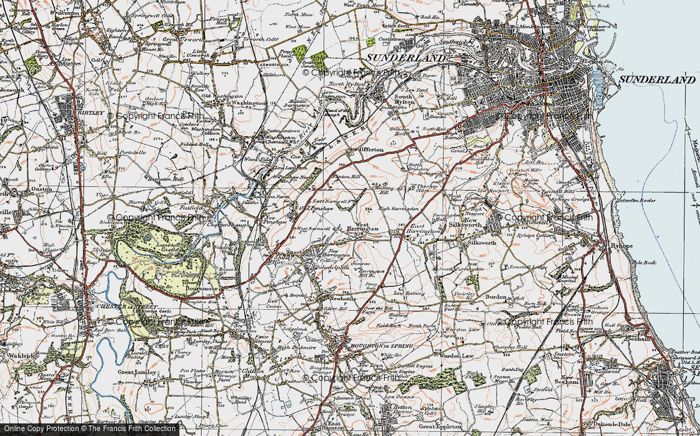 Old Map of West Herrington, 1925 in 1925