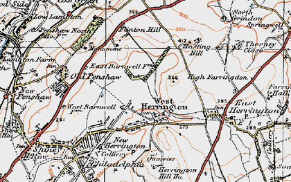 Old map of West Herrington in 1925
