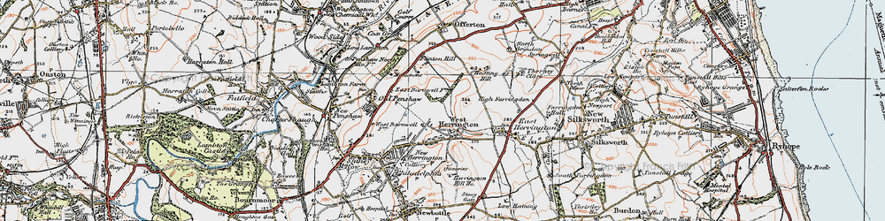 Old map of West Herrington in 1925