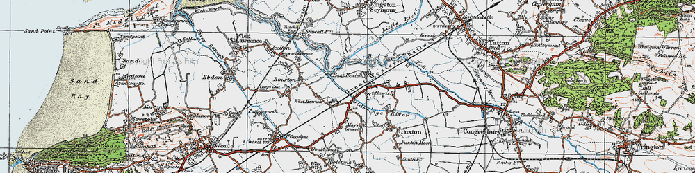 Old map of West Hewish in 1919