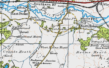 Old map of West Holme in 1919