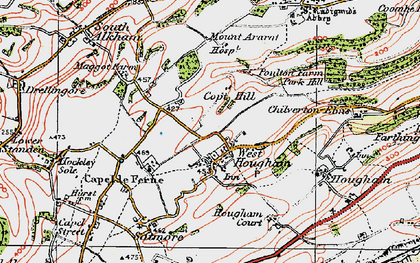 Old map of West Hougham in 1920