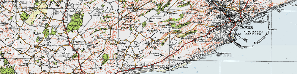 Old map of West Hougham in 1920