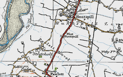 Old map of West Huntspill in 1919