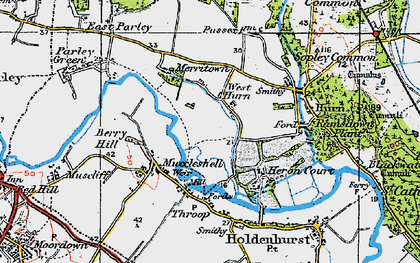 Old map of West Hurn in 1919