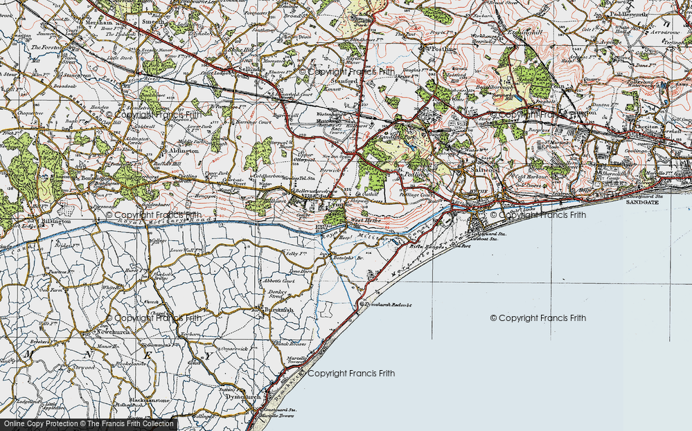 Old Map of West Hythe, 1920 in 1920