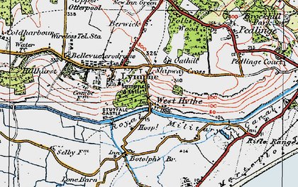Old map of Lemanis (Stutfall Castle) (Roman Fort) in 1920