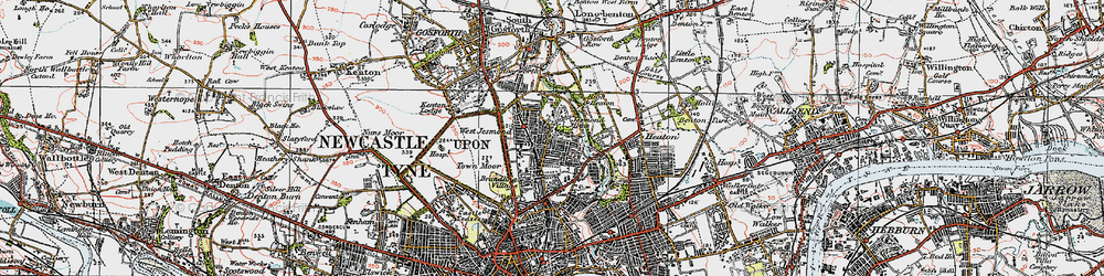 Old map of West Jesmond in 1925