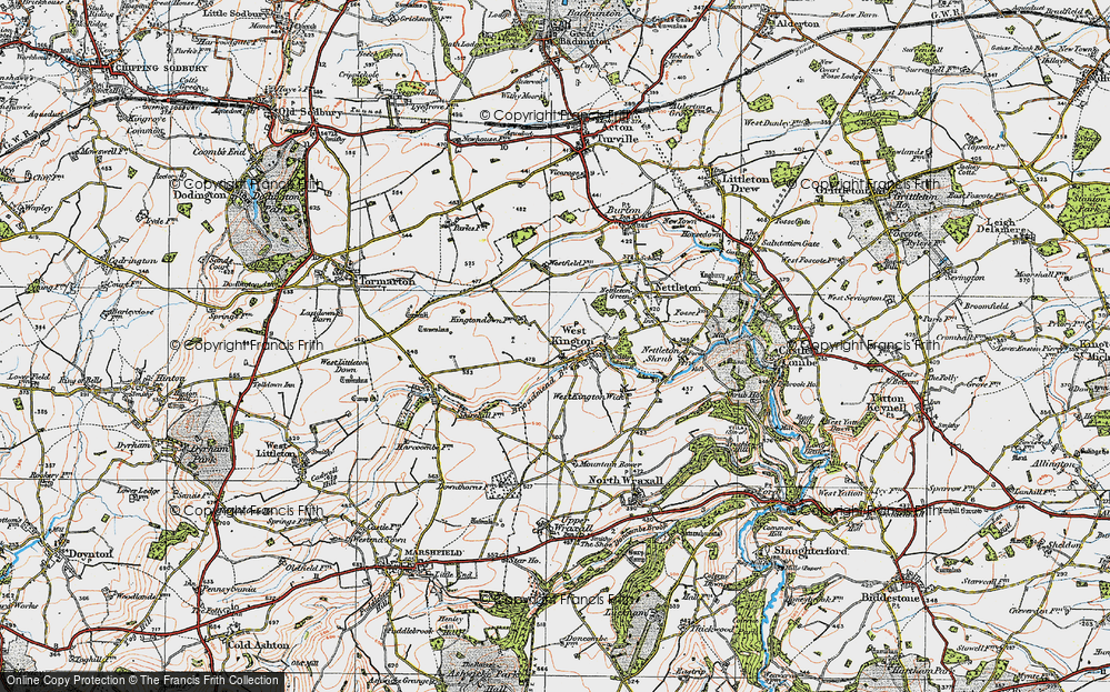 Old Map of Historic Map covering Broadmead Brook in 1919