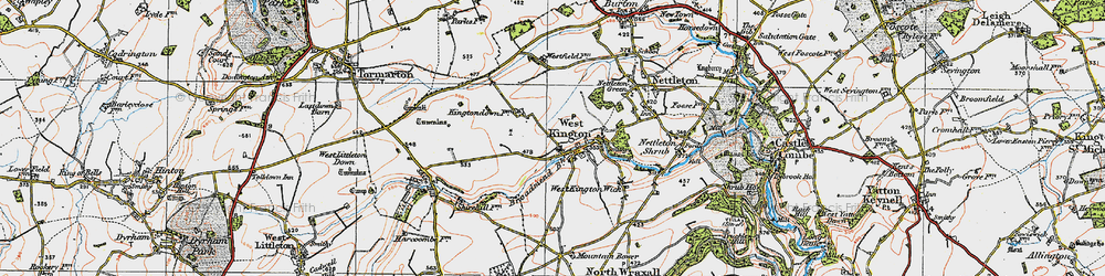 Old map of West Kington in 1919