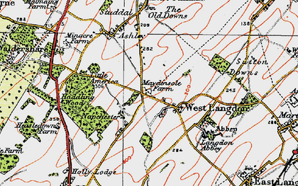 Old map of West Langdon in 1920