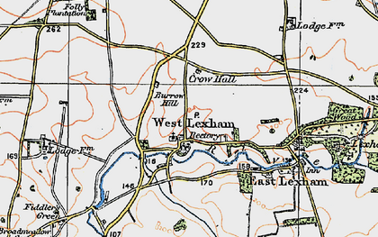 Old map of West Lexham in 1921