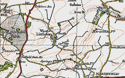Old map of West Littleton in 1919