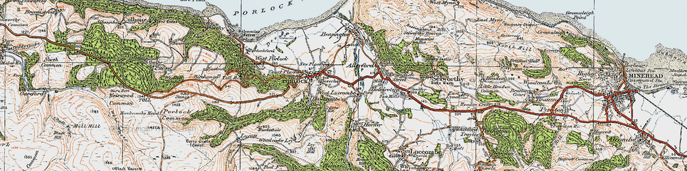 Old map of West Luccombe in 1919