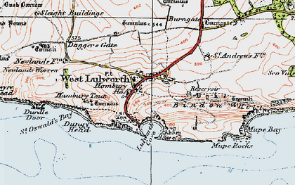 Old map of West Lulworth in 1919