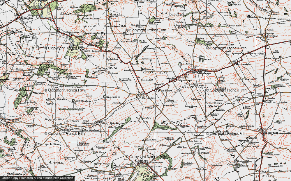 Old Map of West Lutton, 1924 in 1924