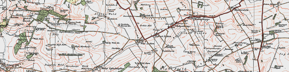 Old map of West Lutton in 1924