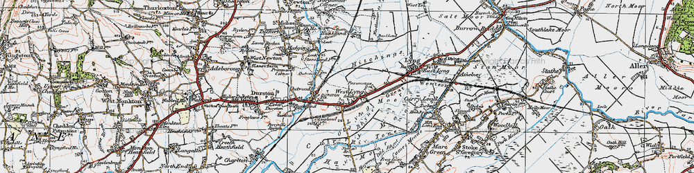 Old map of West Lyng in 1919