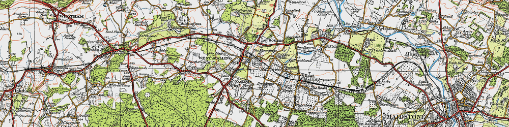 Old map of West Malling in 1920