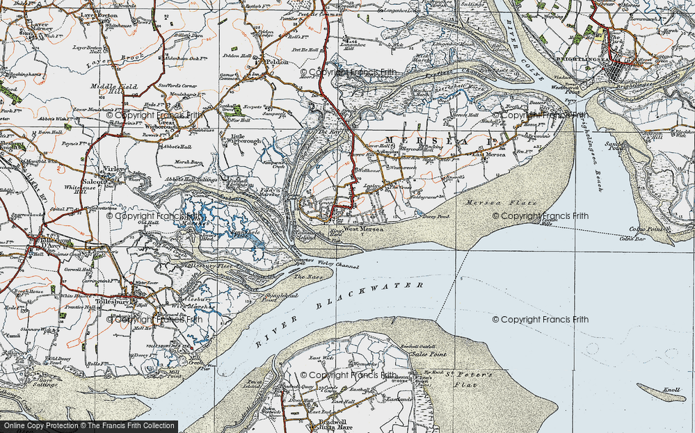 Old Map of West Mersea, 1921 in 1921