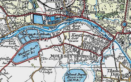 Old map of West Molesey in 1920