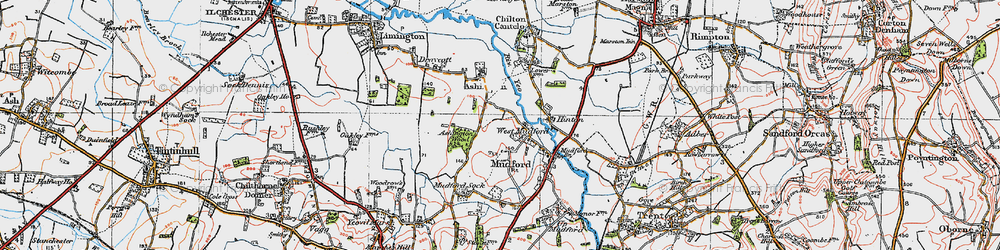 Old map of West Mudford in 1919