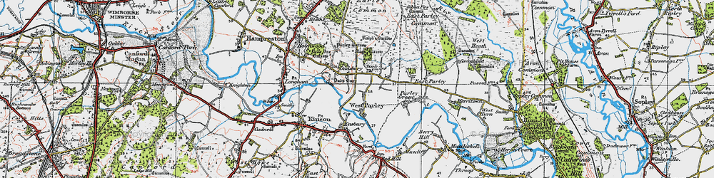 Old map of West Parley in 1919